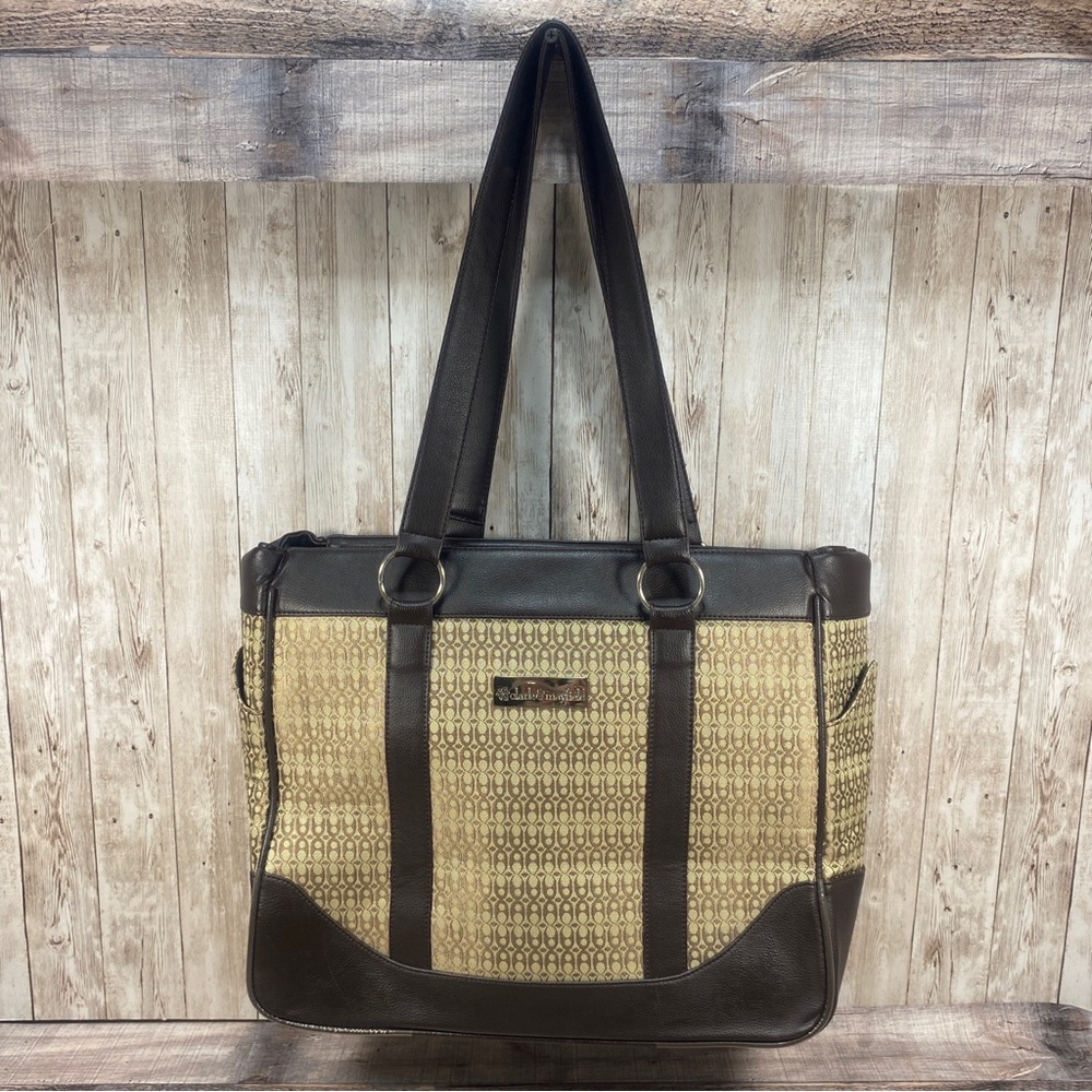 Clark & Mayfield Patterned Laptop Bag with High Quality Vegan Leather Accents